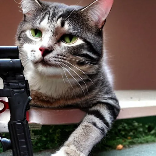 Prompt: a cat that is a gun