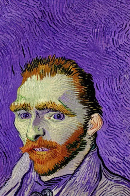 Image similar to selfie laughing purple space racoon by Vincent van Gogh