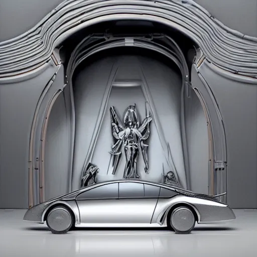 Image similar to sci-fi car and wall structure in the coronation of napoleon painting by Jacques-Louis David in the The Martian film 2011 and point cloud in the middle and everything in form of zaha hadid architects artwork by caravaggio unreal engine 5 keyshot octane lighting ultra high detail ultra hyper realism 8k 16k in plastic dark tilt shift full-length view