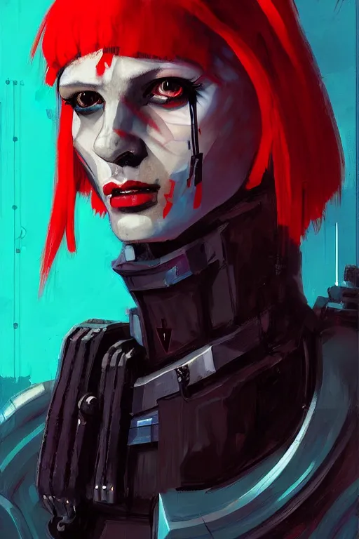 Prompt: full character portrait max mad cyberpunk warhammer 4 0 k, medic sapper not the girl with the pearl earring character design, jeffery catherine jones