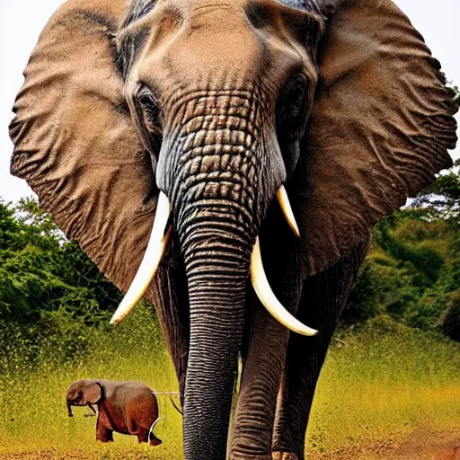 Image similar to a Elephant with the armor of a pangolin, national geographic photograph