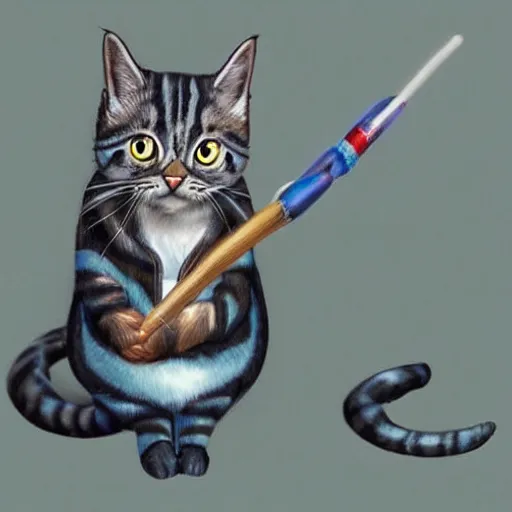 Image similar to a photo of a mackerel cat dressed as a wizard. Highly detailed photorealistic