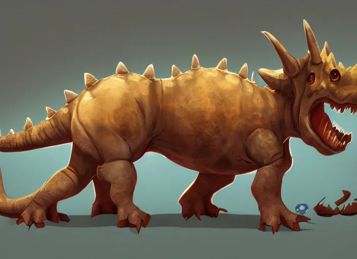 Image similar to character design for a cute triceratops made by cookies for kids game, oil painting by jama jurabaev, extremely detailed, brush hard, artstation, for aaa game, high quality, brush stroke