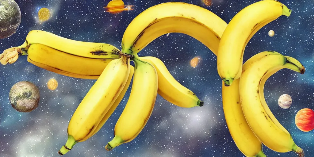 Image similar to banana hat in outer space, breathtaking realistic, photorealistic in the style of realism