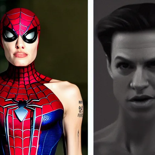 Image similar to spiderman is angelina jolie