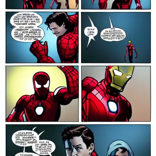 Prompt: peter parker is ironman. in marvel movie