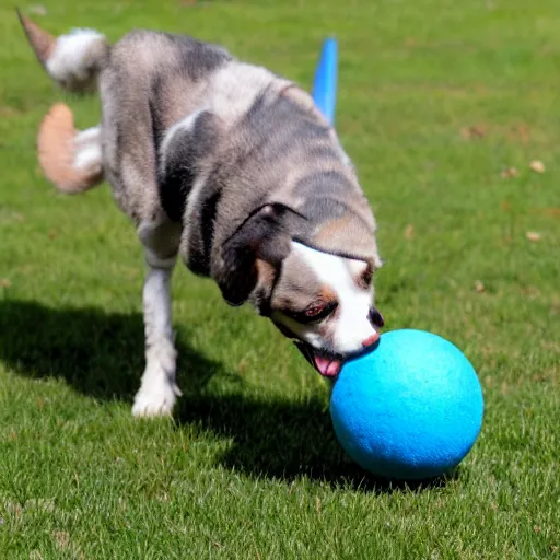 Image similar to spamton playing with a blue ball