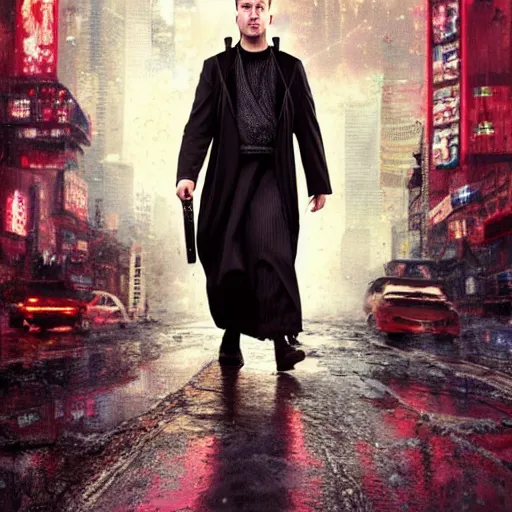 Image similar to male orthodox cyberpunk jew with pace