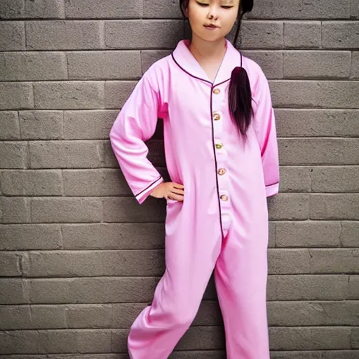 Image similar to photo of a cute girl wearing Japanese comfy pajamas, kawaii,