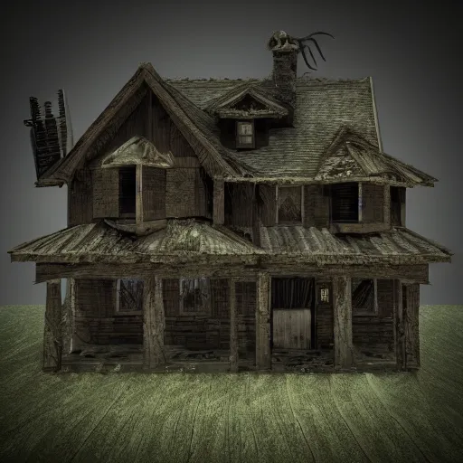 Image similar to village horror house forest darkness dark unreal render