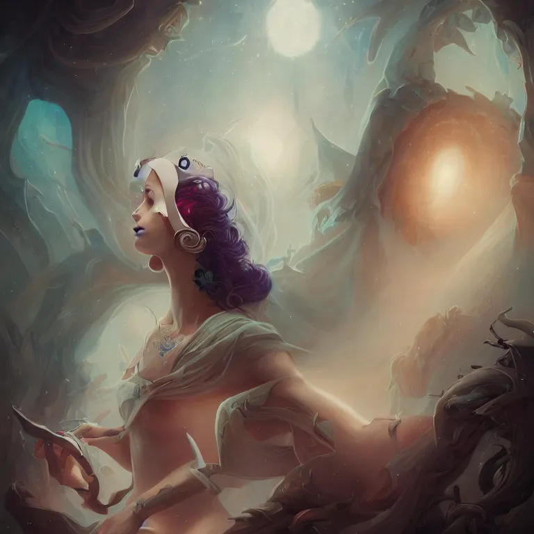 Prompt: portrait beautiful women blindfold, peter mohrbacher, kelly mckernan, epic scene, 4 k, fantasy, colorful, highly detailed, video game