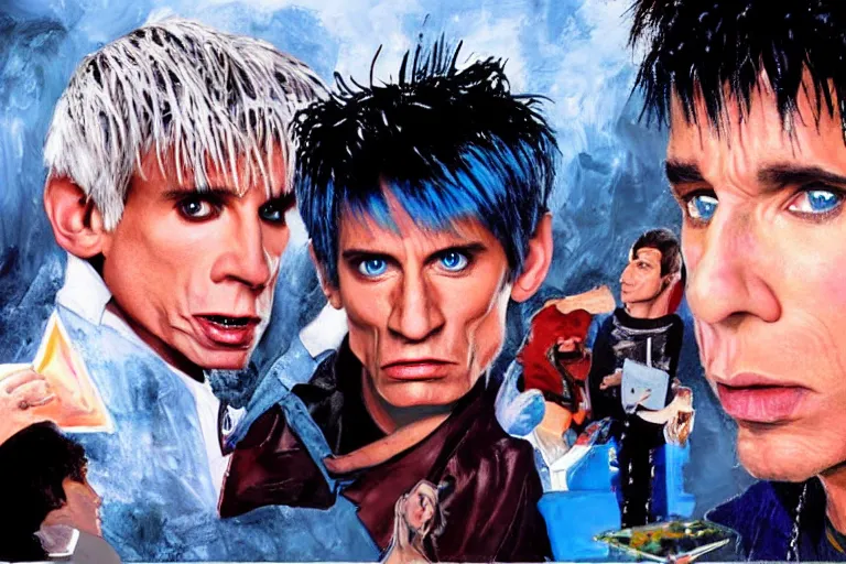 Image similar to a rodney greenblat painting of a scene from zoolander ( 2 0 0 1 )