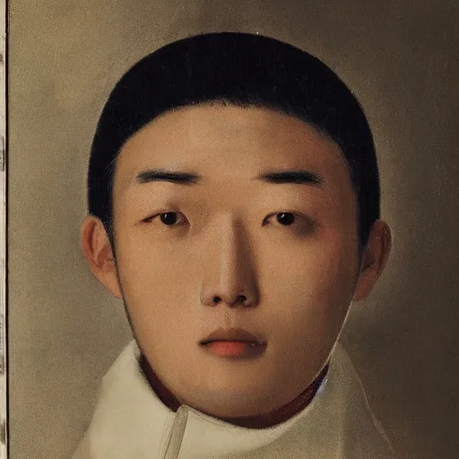 Image similar to front on portrait of a korean man with double eyelid