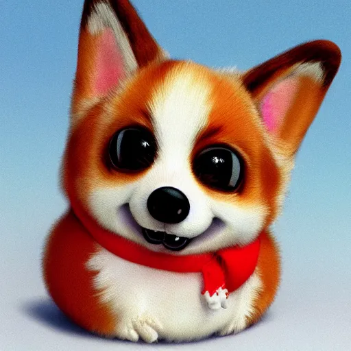 Prompt: a corgi furby, concept art, high resolution, detailed, realistic, cute