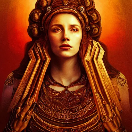 Image similar to majestic gracious regal goddess hecate portrait, ancient greece, mysterious atmospheric lighting, elysian fields, ancient greece, painted, intricate, volumetric lighting, beautiful, rich deep colours masterpiece, golden hour, golden ratio, sharp focus, ultra detailed, by leesha hannigan, ross tran, thierry doizon, kai carpenter, ignacio fernandez rios