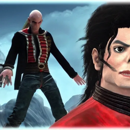 Prompt: a screenshot of michael jackson in god of war. 3 d rendering. unreal engine. amazing likeness. very detailed. cartoon caricature
