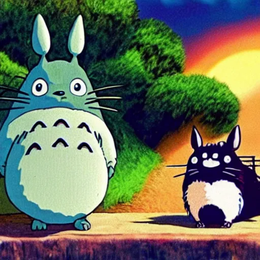 Prompt: a screenshot from the movie My Neighbour Totoro, with a guinea pig