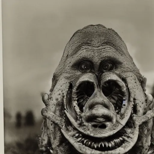 Prompt: shot of a complex cronenbergian disgusting and montruous creature in louisiana, southern gothic, photograph by diane arbus, bayou