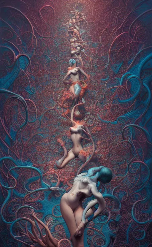 Image similar to a whirlwind of human bodies rushing inside the metaverse, gorgeous, great barrier reef, intricate, in the style of james jean, brian froud, zdzisław beksinski, hyperdetailed, sharp focus, intricate concept art, digital painting, ambient lighting, 1 6 k, trending on artstationhq, hyper quality,