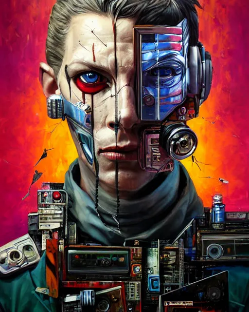 Prompt: a portrait of an anthropomorphic cyberpunk ocelot by sandra chevrier, by jon foster, detailed render, tape deck, epic composition, cybernetics, 4 k realistic, cryengine, realistic shaded lighting, sharp focus, masterpiece, by enki bilal