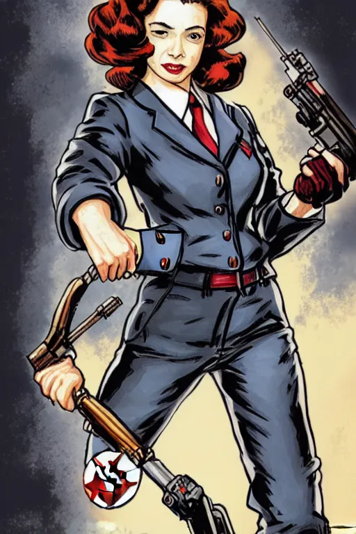 Image similar to Agent carter illustration concept art in the style of Amano, Yoshitaka