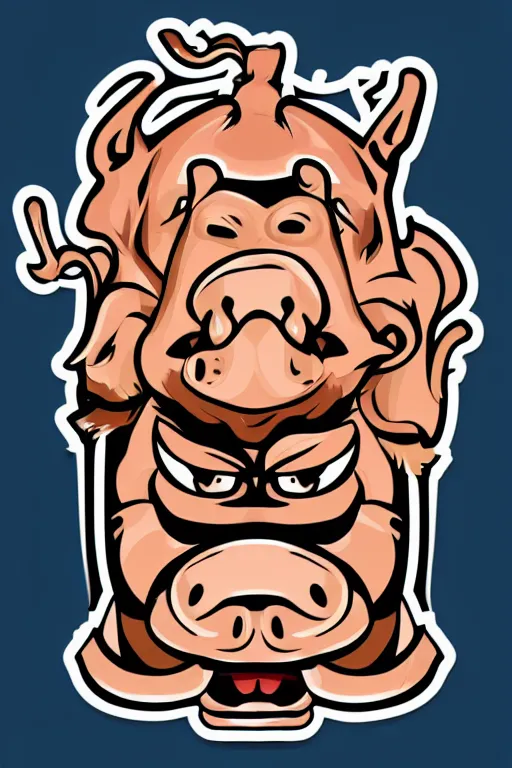 Image similar to A portrait of a pig as an evil warlord general, sticker, Anthropomorphized, portrait, highly detailed, colorful, illustration, smooth and clean vector curves, no jagged lines, vector art, smooth