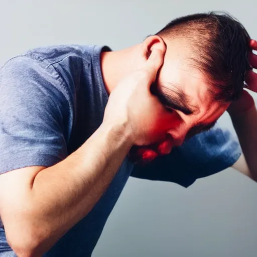 Image similar to a man having a headache, colorful