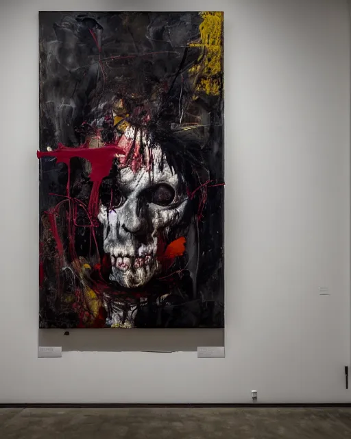 Image similar to the embodiment of mystery, a brutalist designed, gothic, rich deep colours, broad brush strokes, painted by francis bacon, adrian ghenie, nicola samori, james jean and petra cortright, part by gerhard richter, part by takato yamamoto. 8 k masterpiece.