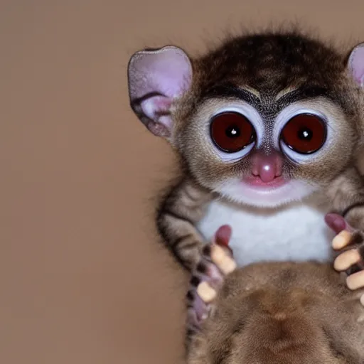 Image similar to tarsier kitten hybrid