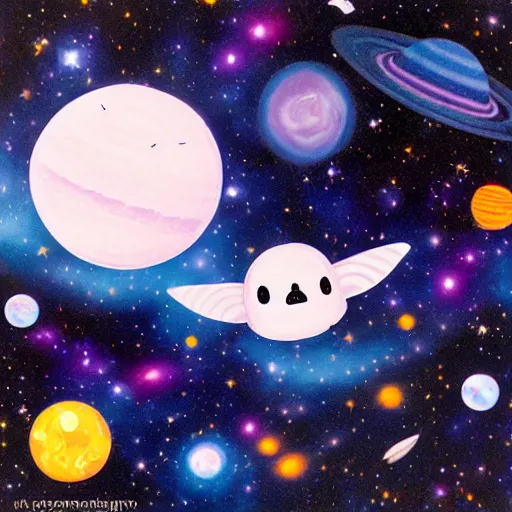 Prompt: Liminal space in outer space, squishmallow