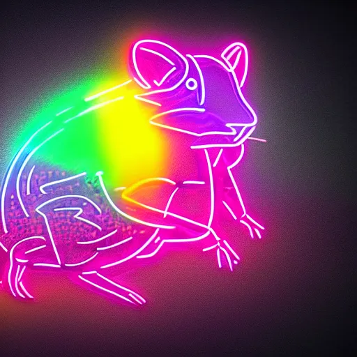 Image similar to cyberpunk hamster made of glowing rainbow neon lights, 8 k, hd, logo