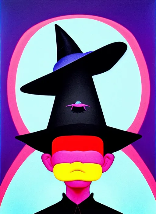 Image similar to witch with hat by shusei nagaoka, kaws, david rudnick, airbrush on canvas, pastell colours, cell shaded, 8 k,