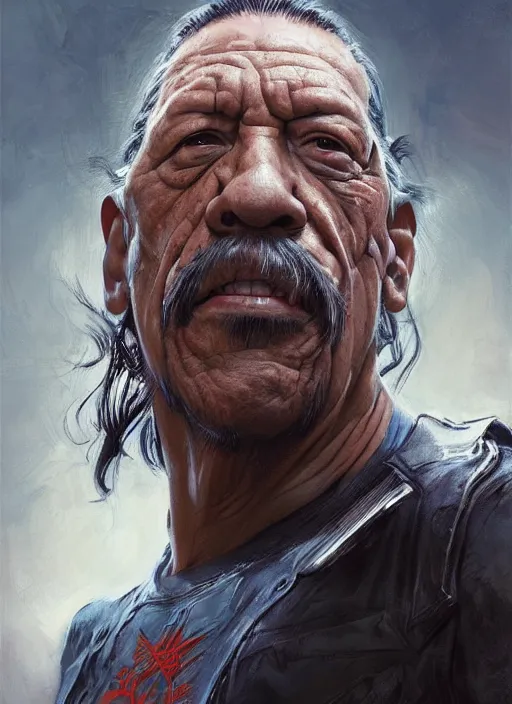 Prompt: Portrait of Danny Trejo, marvel comics, dark, intricate, highly detailed, smooth, artstation, digital illustration by Ruan Jia and Mandy Jurgens and Artgerm and Wayne Barlowe and Greg Rutkowski and Frank Frazetta