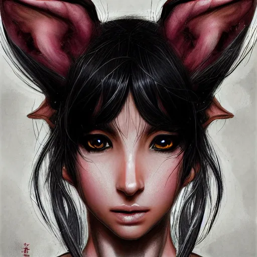 Image similar to portrait of an elf girl by ayami kojima, she is about 2 0 years old, mixture between british and japanese, black bob hair, and she is wearing a modern tactical gear, scifi, highly detailed portrait, digital painting, artstation, concept art, smooth, sharp foccus ilustration, artstation hq