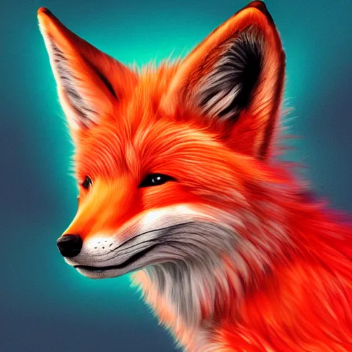 Prompt: digital unnaturally red coloured fox, retrowave palette, digital world, highly detailed, electric breeze, anatomically correct vulpine, synth feel, fluffy face, ear floof, flowing fur, super realism, accurate animal imagery, 4 k digital art