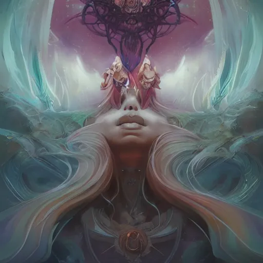 Image similar to a beautiful emanation from angelarium, symmetry composition, by pete mohrbacher and artgerm and wlop, digital art, highly detailed, intricate, fantasy, mystical, Trending on Artstation HQ, deviantart, unreal engine, 4K UHD image