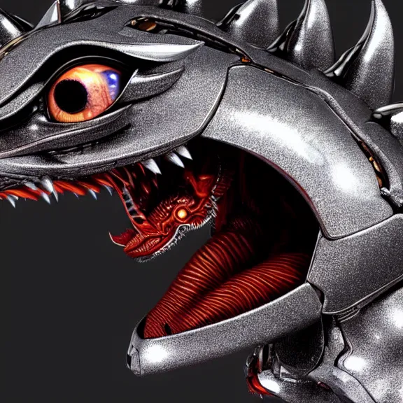 Image similar to detailed close maw shot of a gigantic goddess elegant beautiful stunning anthropomorphic hot robot mecha female dragon, eating a spaceship whole, with sleek silver metal armor and cat ears, OLED visor over eyes, micro art, prey, vore, digital art, mawshot, dragon vore, dragon maw, furry art, high quality, 8k 3D realistic, macro art, micro art, Furaffinity, Deviantart, Eka's Portal, G6