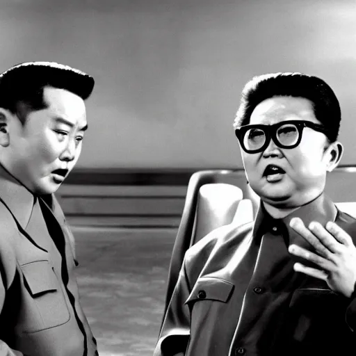 Image similar to a filmstill of Kim Jong-il in Godzilla (1954) by Ishirō Honda