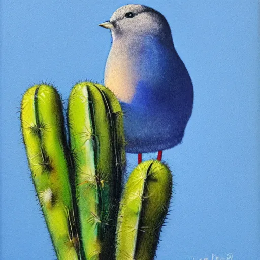 Image similar to a blue bird on a cactus