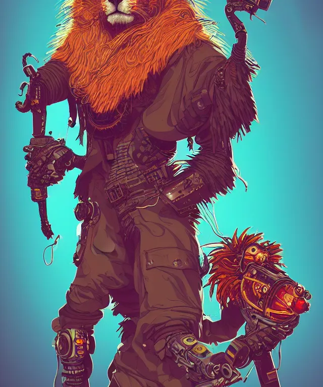 Image similar to a portrait of an anthropomorphic cyberpunk lion holding a turkey leg, fantasy, elegant, digital painting, artstation, concept art, matte, sharp focus, illustration, art by josan gonzalez