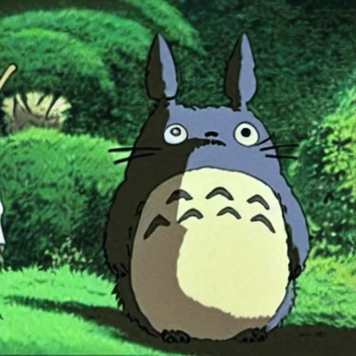 Prompt: a film still from, my neighbor totoro