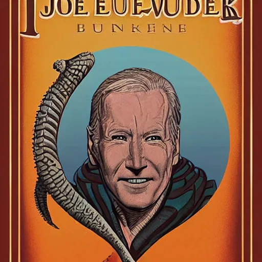 Image similar to book cover god emperer of dune by frank herbert with the face of joe biden on sandworm, cover art style