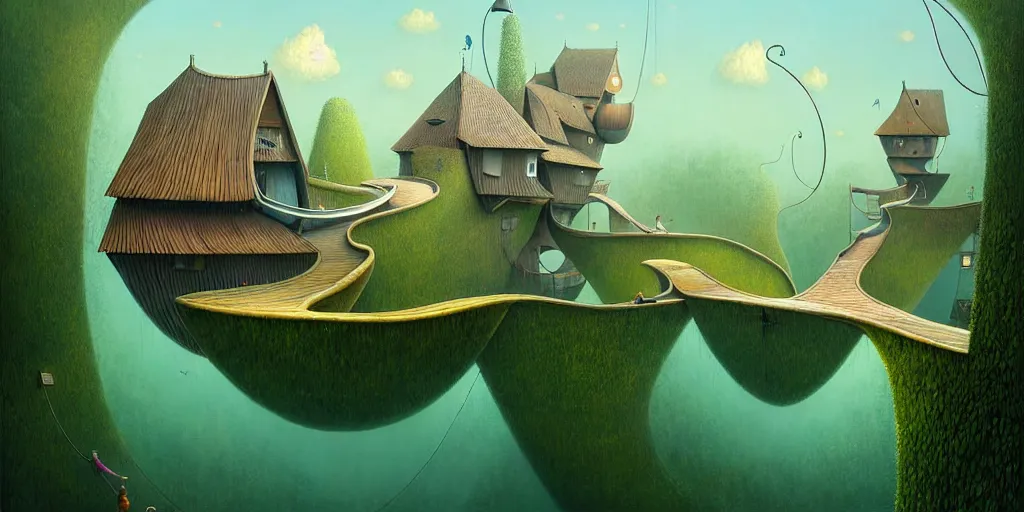 Image similar to gediminas pranckevicius waterpark painting by cinematic lighting, epic composition, highly detailed