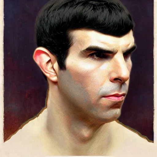 Prompt: portrait of ZACHARY QUINTO SPOCK as a greek statue, (SFW) safe for work, photo realistic illustration by greg rutkowski, thomas kindkade, alphonse mucha, loish, norman rockwell