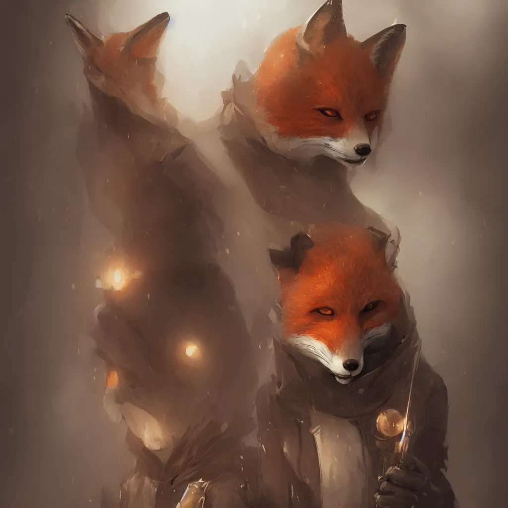 Image similar to an anthropomorphic fox wearing a hoodie and anonymous mask, concept art, digital painting, highly detailed, style by jordan grimmer and greg rutkowski, illustration