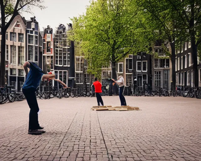 Image similar to playing petanque next to prinsengracht, intricate detail, beautiful aesthetic, cinematic still 8 k