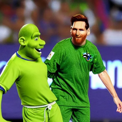 Image similar to leo messi as shrek