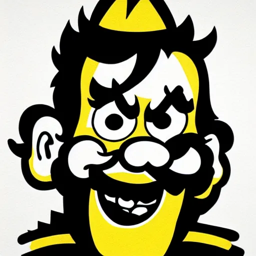 Image similar to wario eating a hot dog stencil art