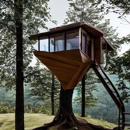 Prompt: a beautiful tree house by studio ghibili situated on a hill, trending on artstation, he