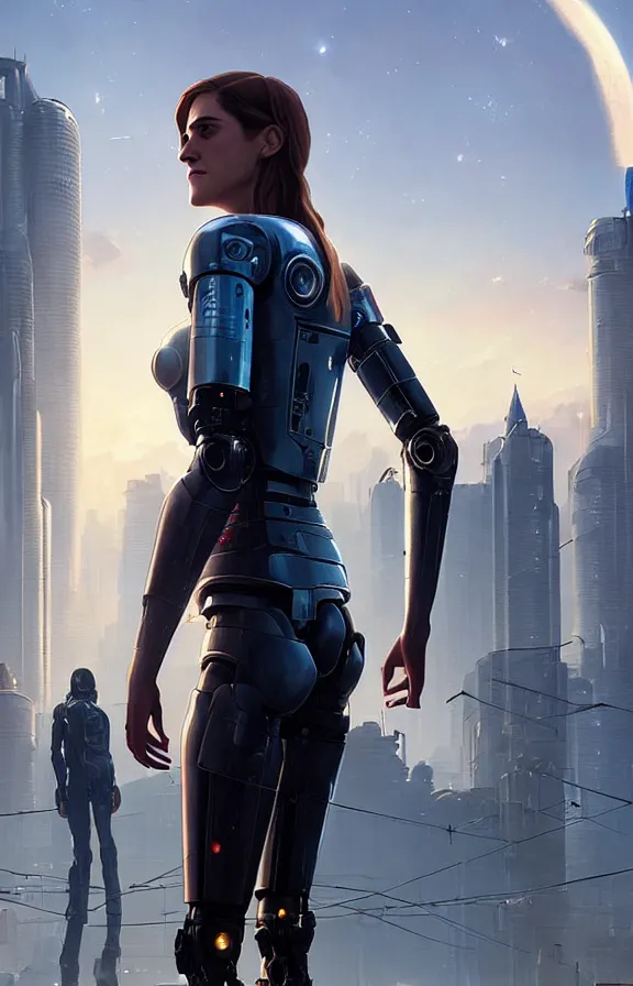 Image similar to highly detailed movie poster of allison williams as an android, in detroit : become human, stephen bliss, unreal engine, fantasy art by greg rutkowski, loish, rhads, ferdinand knab, makoto shinkai and lois van baarle, ilya kuvshinov, rossdraws, tom bagshaw, global illumination, radiant light, detailed and intricate environment